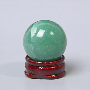 20-40 mm Naravno Zeleno Aventurine Področju Lesene Base Ball dragih kamnov, Kremena Svetu Podstavek Zdravljenje Fengshui Doma Božični Dekor