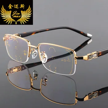 2017 Moda Kakovosti Moški Slog Titanove Zlitine Postopno Obravnavi Očala Multifokalna Pol Platišča CR39 Presbyopia Okvir za moške