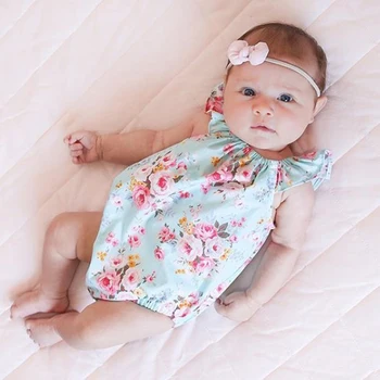 2018 Nove Baby Dekleta Romper Poletje Romper Novorojenega Dojenčka Baby Dekleta Cvetlični Romper Jumpsuit Sunsuit Obleke Obleke 4-24M