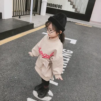 2018 Pozimi Nov Prihod korejska Različica vse-tekmo, Svoboden in dolgo slog pisma natisnjena zgosti hoodie za cute sweet baby dekleta