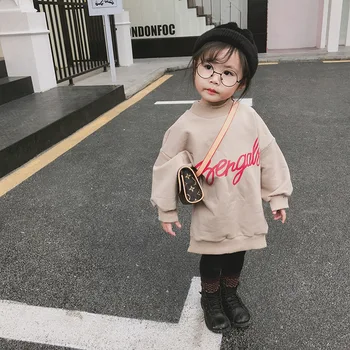 2018 Pozimi Nov Prihod korejska Različica vse-tekmo, Svoboden in dolgo slog pisma natisnjena zgosti hoodie za cute sweet baby dekleta