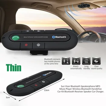 2018 Slim Bluetooth Car Kit Univerzalni Brezžični Večtočkovni Magnetni prostoročno Bluetooth Car Kit libre voiture Zvočnik Vizir Posnetek