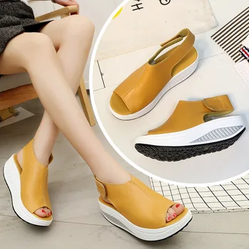 2019 nov gugalnik čevlji ženski poletni sandali debele spodnji klin z vodotesno platformo ribe usta velikosti sandali