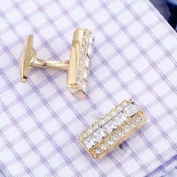 2019 Nov Prihod Zlato Mens zapestne gumbe, za Poročno darilo Kristalno Majica manšetni Gumbi Visoke Kakovosti Poslovnih Cufflink Nakit