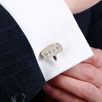 2019 Nov Prihod Zlato Mens zapestne gumbe, za Poročno darilo Kristalno Majica manšetni Gumbi Visoke Kakovosti Poslovnih Cufflink Nakit