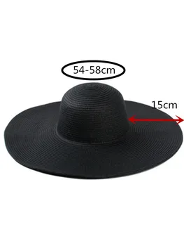 2019 preprostih Žensk, beli klobuk poletje black prevelik sunbonnet plaži skp žensk strawhat nedelja klobuk poletni klobuk 56-58 cm