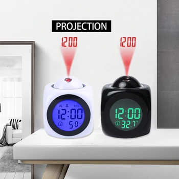 2019 VROČE Novih LCD Projekcija Glas Govori Budilka Ozadja Elektronski Digitalni Projektor Watch Desk Prikaz Temperature