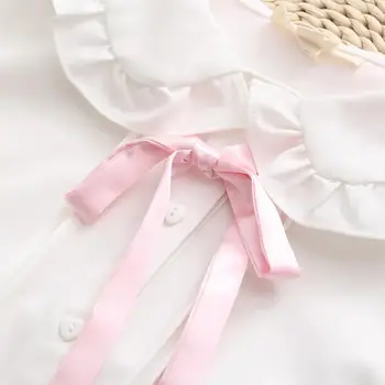 2019 Ženske Lolita bluze dekleta jeseni dolg rokav peter pan ovratnik roza bowknot belo bluzo majica Japonski šoli Vrh