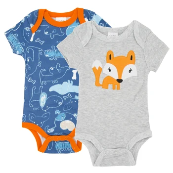 2020 Baby Fantje Oblačila, Kratek Rokav Poletje Bambusa in Bombaža Oblačila 2 kom/set Fox Natisnjeni Novorojenega Dečka Telo Oblačila 0-12 mesecev