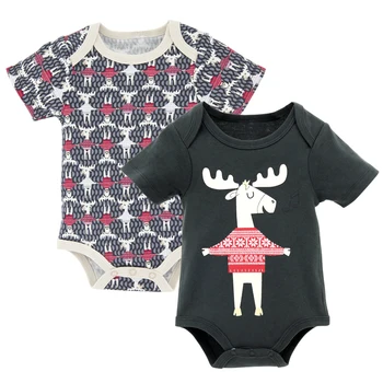 2020 Baby Fantje Oblačila, Kratek Rokav Poletje Bambusa in Bombaža Oblačila 2 kom/set Fox Natisnjeni Novorojenega Dečka Telo Oblačila 0-12 mesecev