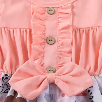 2020 Baby Poletnih Oblačil 1-5T Otroci Malčke Baby Girl Oblačenja Ogrlicom Kratek Rokav Obleka Cvetlični Mozaik Stranka Princesa Obleke