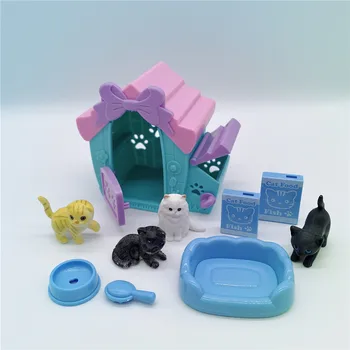 2020 Barbies Princesa Lutka Pribor Srčkan Hišne Mačke + Mačka Kletki Živalskega Simulacijski Model Interaktivne Mini Plastične otroške Igrače