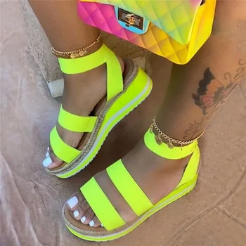 2020 Big 35-43 Velikost ženske Poletne sandale priložnostne Multi Color Mavrica Open Toe Platformo Sandali ženske prostem plaži copate
