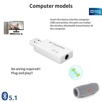 2020 Brezžična tehnologija Bluetooth Sprejemnik 5.1 Zvočna kartica TX/RX/PC 3.5 MM Jack USB Stereo Glasbe Brezžični adapter Za Avto, TV, PC Zvočnik