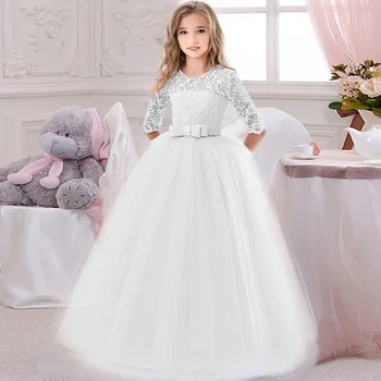2020 Dekleta Obleko Elegantno Belo Družico Otroci Oblačila Za Dekleta Otrok Dolgo Princesa Stranka Obleko Poročno Obleko 14 10 12 Let