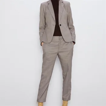 2020 jeseni žensk novi retro slogu houndstooth hlač naravnost svoboden predalčni Britanski hlače slog