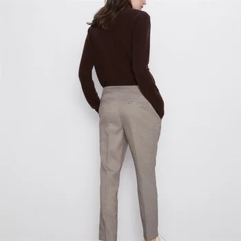 2020 jeseni žensk novi retro slogu houndstooth hlač naravnost svoboden predalčni Britanski hlače slog