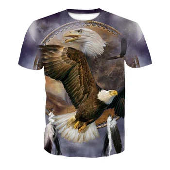 2020 moške nove natisnjeni T-shirt poletje kratka sleeved 3D živali orel moške in ženske športne majice