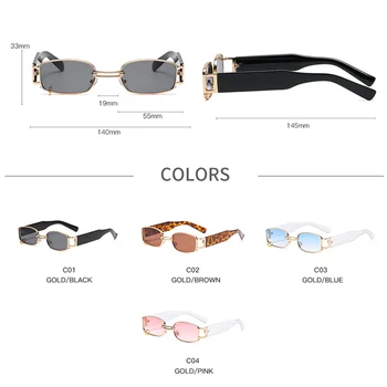 2020 Moške Pravokotnik sončna Očala Ženske blagovne Znamke Oblikovalec Kovin Kvadratni Okvir sončna Očala Moških Hip Hop Retro Punk Očala UV400 Gafas