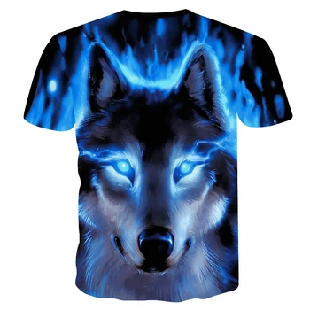 2020 Najnovejšo 3D Tiskanje Wolf prosto Živečih Živali Kul T-Shirt za Moške Kratka Sleeved Poletje Majica Divje Modnih Oblačil