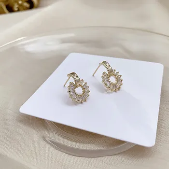 2020 Nov modni pogodbeno geometrijske krožne fini kristali, uhani Koreja Ženske sladko Kapljico uhani bleščeč Nakit
