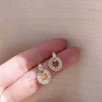2020 Nov modni pogodbeno geometrijske krožne fini kristali, uhani Koreja Ženske sladko Kapljico uhani bleščeč Nakit
