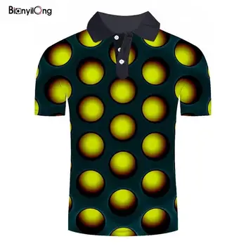 2020 NOV Poletni Moški Polo Majica blagovne Znamke Moških Oblačil Zeleno žogo 3D printd Polo Majica Kratek Rokav Dihanje Polo Majica
