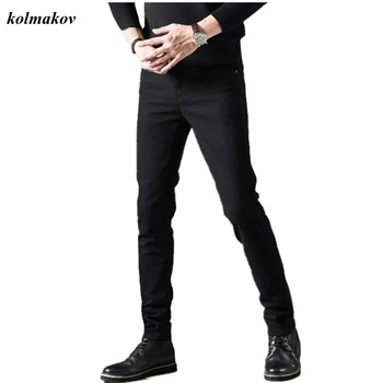 2020 Nov Prihod Modni Slog Moške Jeans Visoka Kakovost Masivnega Slim Stretch Trendy Tanke Moške Majhne Ravne Noge Hlače Velikost 27-36