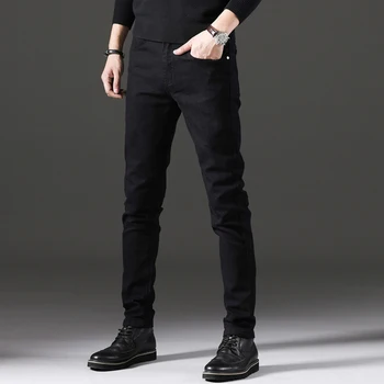 2020 Nov Prihod Modni Slog Moške Jeans Visoka Kakovost Masivnega Slim Stretch Trendy Tanke Moške Majhne Ravne Noge Hlače Velikost 27-36