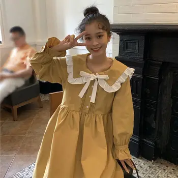 2020 Nove Jesensko Lepe Ženske Obleke Cvjetnim Natisne Sweet Lolita Style Ruffles Modni Študent Vzročno Ohlapno A Linija Obleke E61