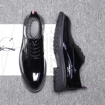 2020 Nove Jesensko Moških Oxford Obleko Čevlje Lakasto Usnje Črna Luksuzni Poslovni Platformi Udobno Moške Poročne Obutve