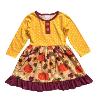2020 Nove Jesensko Zimske Otroci Oblačila Obleko Visoko Kakovostnega Bombaža Halloween Dekliška Oblačila Majhni Otroci Bučna Otroška Oblačila