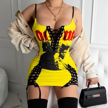 2020 Nove Ženske Seksi Povoj Bodycon Rock Dj Mini Obleka Clubwear