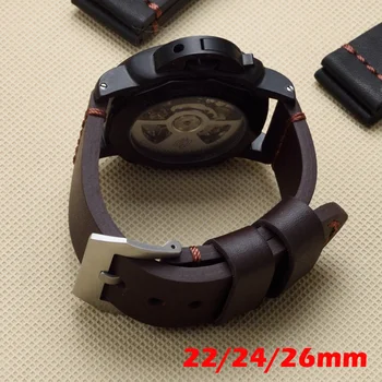 2020 novih Moških 22 mm 24 mm 26 mm Black Brown Pravega Usnja Watchband Manšeta Za PAM Panerai Big Pilot Watch Garmin Fenix3 Trak