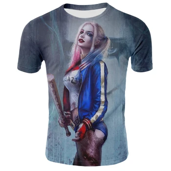 2020 Novih Moških Skica Klovn, 3D Tisk T-Shirt Vse-Tekmo Obraz-spreminjanje Priložnostne O-Vratu Harley Quinn Ženska Kratka Sleeved Vse-Matc
