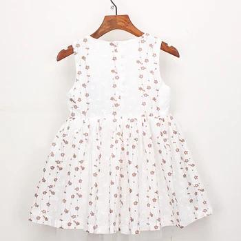 2020 Novo Poletje Baby Dekle Stranka Obleko Otroci Cvetlični Obleke Vezenje Princesa Obleko Bele Kostume, otroška Oblačila