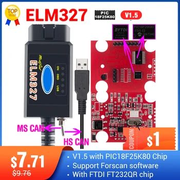 2020 Original ELM327 USB FTDI z stikalo kodo Skener HS in MS LAHKO super mini elm327 obd2 v1.5 bluetooth brest 327 wifi