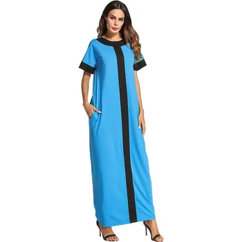 2020 Poletje Ženske obleke Prevelike Barvo Kratek Rokav Plus Velikost Muslimanskih Abaya turški tam kaftan Dubaj Priložnostne Haljo VKDR1162