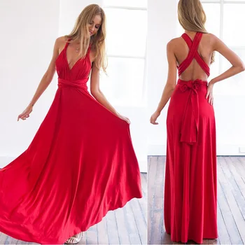 2020 Seksi Žensk Multiway Zaviti Zamenljivih Boho Maxi Klub Rdečo Obleko Povoj Dolgo Obleko Poročno Zabavo Infinity Haljo Longue Femme