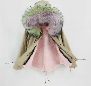 2020 siva parkas zimska jakna ženske zimski plašč ženske parka pravi krzno plašč naravnih rakun krzno ovratnik hooded toplo debel