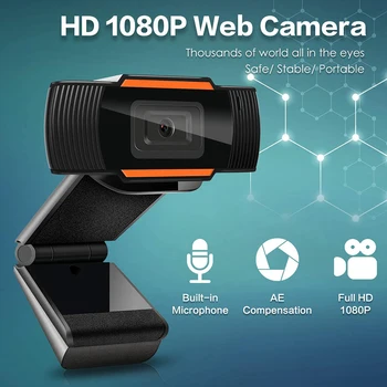 2020 USB2.0 Računalniku, Webcam HD 1080P Kamera Vrtljiva S Hrupom preklic mikrofon Plug and play za Loptop Skype Konferenca