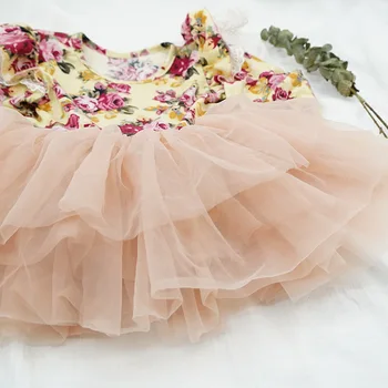 2020 Velikonočni Baby Girl Oblačenja Cvetlični Gaza Dolg Rokav Torto Obleka Princess Obleka, Otroška Oblačila 0-2Y E040