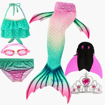 2020 VROČE Otroci Swimmable morska deklica Rep za Deklet Bikini Plavanje Proti Obleko morska deklica Kostum Z Monofin Krono
