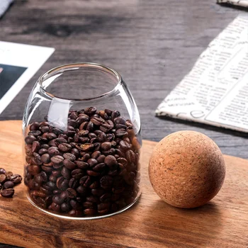 2021 novi steklenici okroglo žogo zaprti jar coffee bean škatla za shranjevanje kuhinji zrn shranjevanje jar ustvarjalne plute čaj lahko