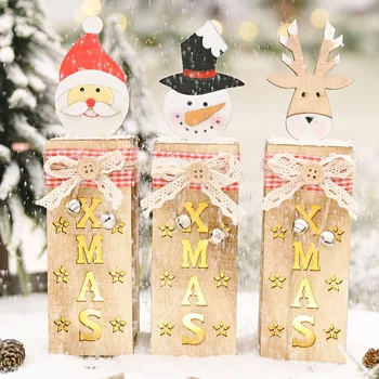 2021 Vesel Božič Santa Claus Lesene Svetlobe snežaka LED Pravljice Ornament Dekoracijo Poroke Garland Novo Leto, Božič Dekor Za Dom