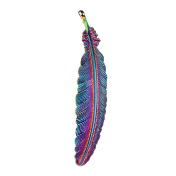 20pcs Letnik Rainbow Barva Legiranega Angel Pero Obesek Bohemian etnične Listov Obesek čarobne gumbe za Ogrlico DIY Nakit Dodatki