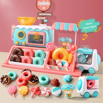 21 Kos Krof Trgovina Jedilnico Avto Miniaturni Hrane Lolli Krof Macaron Pretvarjamo, Igra Igrače s Svetlobo & Glasba Igrače za Otroke