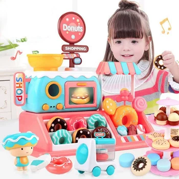 21 Kos Krof Trgovina Jedilnico Avto Miniaturni Hrane Lolli Krof Macaron Pretvarjamo, Igra Igrače s Svetlobo & Glasba Igrače za Otroke