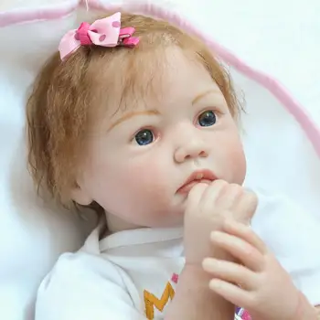 22 Palčni 55 cm Mehke Silikonske Ročno Prerojeni Baby Dekle Lutke Realne Videti Newborn Baby Doll Malčka Srčkan Darilo za Rojstni dan