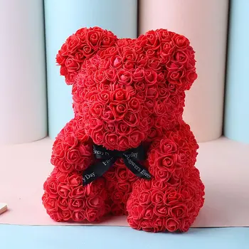 25/40 cm Rdeče Rose medvedek Dvignila Umetno Cvet valentinovo Darilo svate, Dekoracijo Božič Dekle Darila